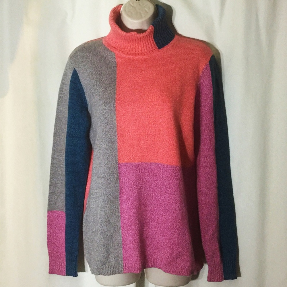 Sundance color block turtleneck sweater COLORS !!!